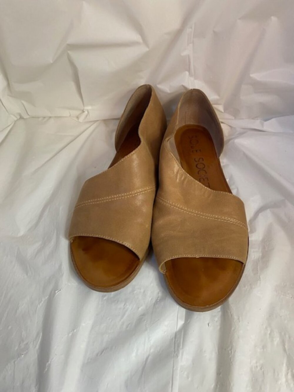 Sole Society Colvan Tan Leather Flats, Women's Size 9M